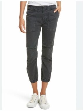 Nili Lotan 8 Cropped French Military Pant Green /Grey Cotton Utility
